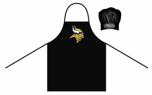 MINNESOTA VIKINGS NFL APRON & CHEF'S HAT SET BARBECUE TAILGATING COOKING - Picture 1 of 1