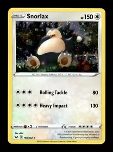 Pokemon SNORLAX 140/202 Sword & Shield Base Set Cosmo Holo Rare - Picture 1 of 1