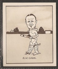 HILL-CARICATURES OF FAMOUS CRICKETERS (LARGE CARD)-#30- NOTTS - CARR