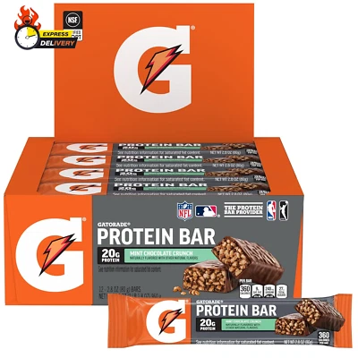 Батончики с сывороточным протеином, мятный шоколадный хруст, батончики 2,8 унции (упаковка 12, 20 г протеина) - Изображение 1 из 4