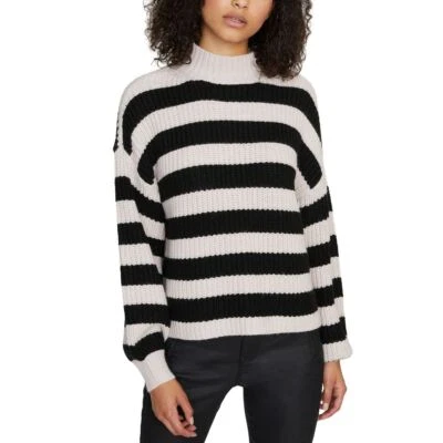 SANCTUARY NOVO Suéter Feminino Lilás Dente Doce Listrado Decote Simulado TEDO - Imagem 1 de 2