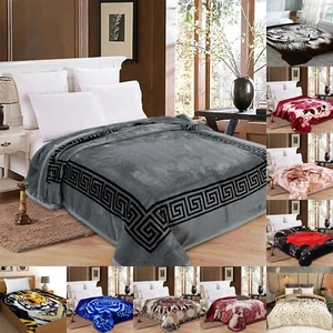2PLY Heavy Weight Warm Soft Blankets Reversible Bed Throw King Size Comforter - Picture 1 of 38