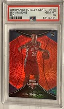 BEN SIMMONS 2016 Panini Totally Certified RC RED SP PSA 10 Gem #020/199 cd#140