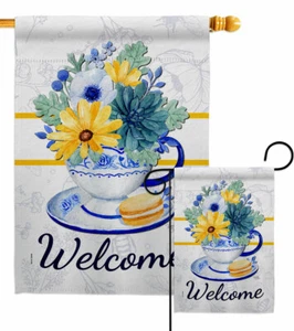 Afternoon Tea Bouquet Garden Flag Floral Spring Decorative Yard House Banner - Picture 1 of 17