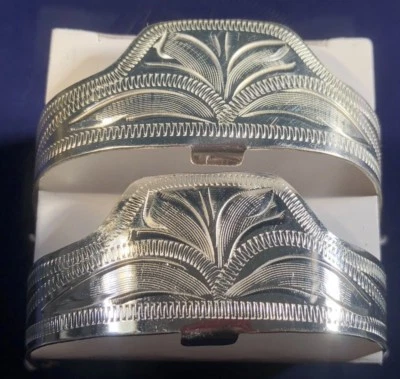 Новый Western ковбойские сапоги наконечник Rand широкий квадратный носок гравировка серебро - пара / комплект - Изображение 1 из 4