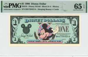 1990 $1 dollaro Disney Topolino PMG 65 EPQ (DIS18) - Foto 1 di 2