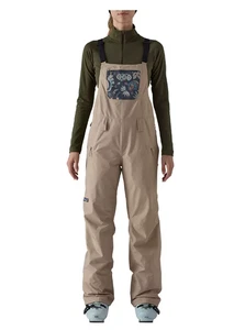 New! Patagonia Women's XL Powder Town Ski Snowboard Bibs Pants Seabird Brown - Picture 1 of 12