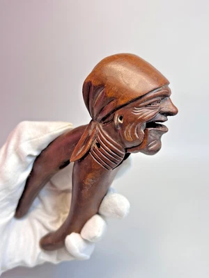 1900 Antique Black Forest Hand-Carved Wood Nutcracker Grotesque Woman’s Head - Image 1 of 4