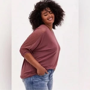 Torrid Super Soft Knits Lace Inset Dolman Sleeve Top Women’s Size 3XL  - Picture 1 of 6