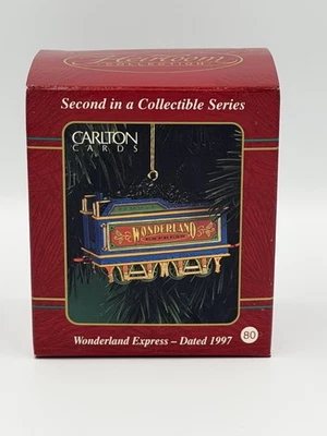 Tarjetas Carlton de colección Wonderland Express tren adorno de Navidad 1997 reliquia Foto 1 de 2