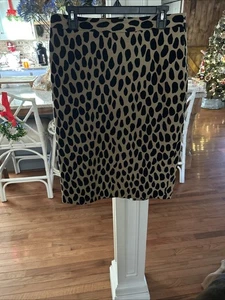 Falda Talbots Mujer 12 Estampado Leopardo Falda Lápiz Cintura Alta Forrada Carrera - Imagen 1 de 7