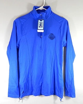 Detroit Pistons Logo Antigua NBA For Her Ladies Half Zip LS Shirt Small Blue New - Image 1 of 2