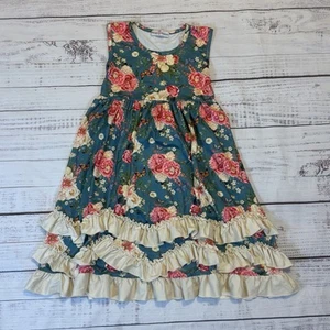 Adorable Sweetness - White & Blue Floral Butterfly Ruffle ALine Dress - size 7/8 - Picture 1 of 8