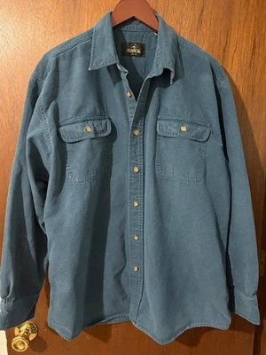Red Head Men’s Heavy Flannel Button Down Shirt 100% Cotton Blue/Green L - Image 1 of 4