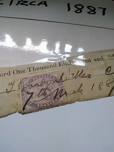 Rare 1887 Purple Penny Postage And Revenue Stamp J Gordon Waller Signed - Picture 1 of 3