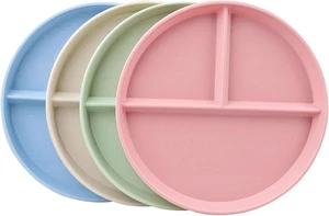 4 Pcs Portion Control Plate,9 Inch Divided Plates for Adults with 3 Compartme... - Picture 1 of 6