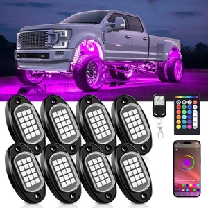 8 Pods RGB LED Rock Lights Offroad Music Bluetooth Underglow Neon Lamp for Truck - Bild 1 von 24