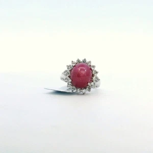Ladies plum Star Ruby Sterling Silver ring with white zircon stones - Picture 1 of 4