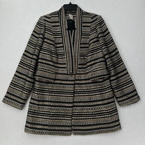 Chicos Knit Sweater Jacket Womans Chicos Size MEDIUM Black And Gold - Picture 1 of 10
