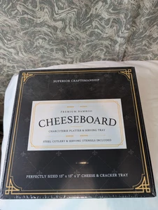 SEALED Smirly Premium Bamboo Cheeseboard Charcuterie Platter Tray 13x13x2 - Picture 1 of 2