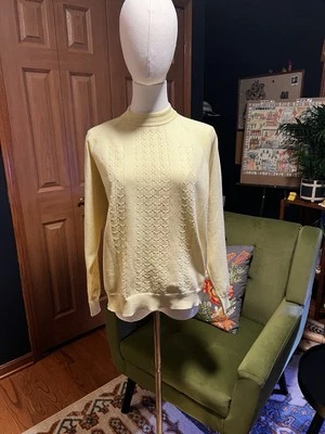 Top Castle vintage años 80 tejido abierto amarillo manga larga Foto 1 de 4