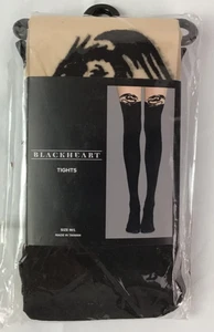 Blackheart Dragon Print Tights Size Med/Large Beige & Black Faux Thigh HIgh NEW - Picture 1 of 5