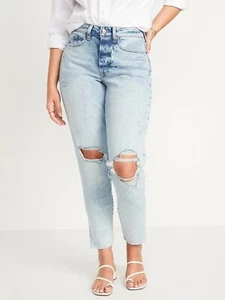 Old Navy Women's High-Waisted O.G. Ripped Ankle Jeans Laine 4 - Picture 1 of 3