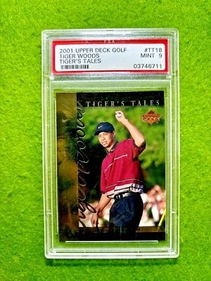Tiger Woods ROOKIE CARD GRADED PSA 9 MINT RC 2001 Upper Deck Golf  TIGER'S TALES - Image 1 of 4