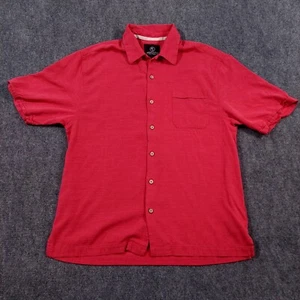 Jamaica Jaxx Mens Size Large Coral Pink Hawaiian Shirt Bamboo Buttons 100% Silk - Picture 1 of 8