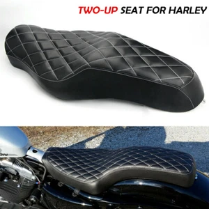 Two Up Driver Passenger Seat Black For Harley Sportster 883 1200 XL1200T Iron 48 - Picture 1 of 10
