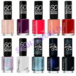 RIMMEL 60 SECONDS Nail Polish Gel/ Varnish Super Shine Quick Dry Mani & Pedicure - Picture 1 of 133