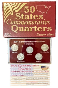 2001 Commemorative State Quarters Set Denver Mint 5 Münzen in OVP & COA - Bild 1 von 4