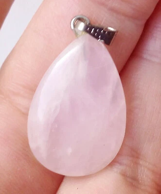 pendentif unique n°4 forme goutte en quartz rose pierre naturelle - Photo 1/4
