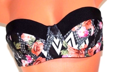 Top de bikini para mujer rosa visón negro floral correa extraíble talla S nuevo con etiquetas Foto 1 de 4
