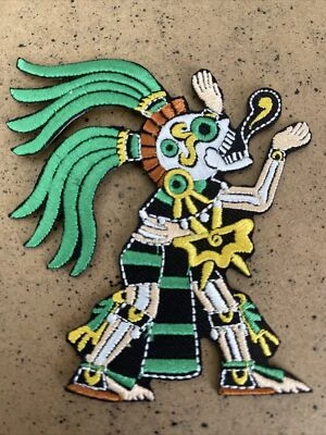 Aztec Iron On-Embroidered Patch (Mictlantecuhtli: God Of The Dead). Azteca Patch