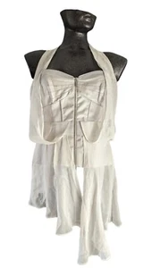 Karen Millen Corset, Light Grey Zip Up Silk Structured Corset Top, Size UK 12 - Picture 1 of 13