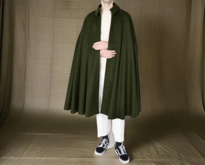 Capa Inverness Para Hombre - 100% Lana, Abrigo Verde Halloween, Capa Verde Gótica Foto 1 de 4