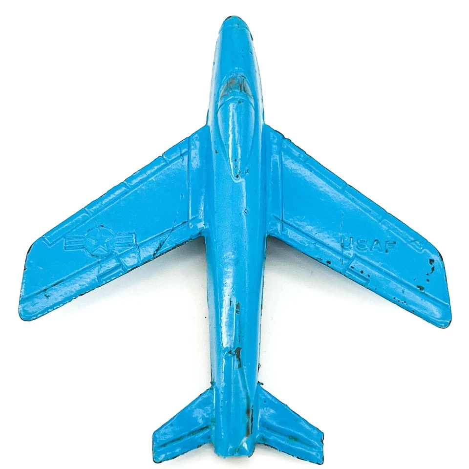 De Colección Azul Tootsietoy USAF Acero Avión Jet Metal Hombre Cueva - (Midgetoy) Foto 1 de 4