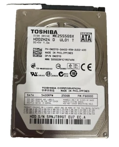 MK2555GSX-HDD2H24 TOSHIBA 250GB INTERNAL HARD DISK 5400RPM 2.5" HDD- - Picture 1 of 3