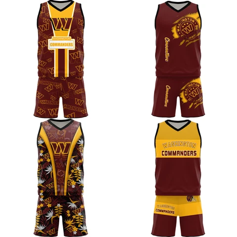 Washington Commanders V-neck Tank Top Pockets Shorts Mens 2PCS Vest Outfits Sets Cover