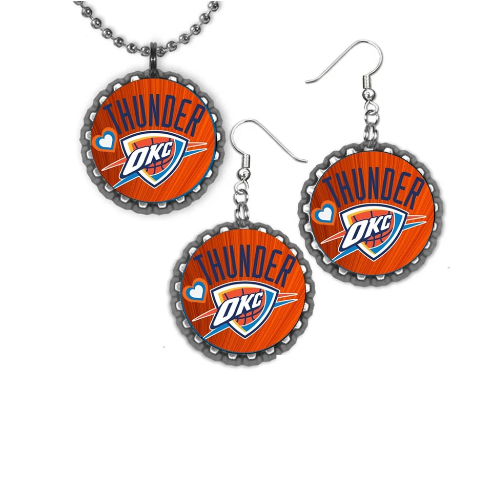 OKC Oklahoma City Thunder Pendientes y Collar Conjunto Peso Ligero Naranja Set Foto 1 de 1