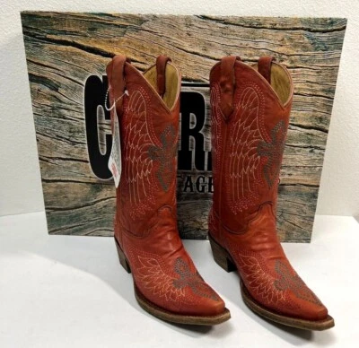 Corral Vintage Teens Cowgirl Western Boots Salmon Turq.Wing/Cross 2T,2.5T,3T New - Image 1 of 4