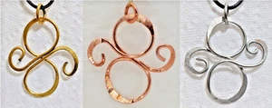 HANDMADE INFINITY LEMNISCATE FIGURE 8 WIRE PENDANT NECKLACE BRASS COPPER SILVER - Picture 1 of 12