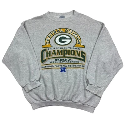 Vintage Logo 7 1997 Green Bay Packers Crewneck Sweatshirt Men's 2XL Gray NFL - Image 1 of 4