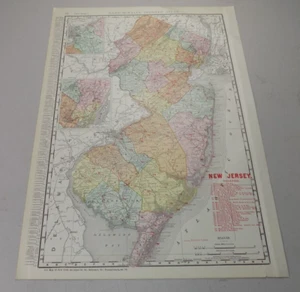 1907 Antique Rand McNally Map of RAILROADS OF NEW JERSEY  14X20 - Picture 1 of 1
