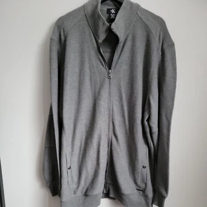 Calvin Klein Mens XL GrayFull Zipper Jacket Sweater Size Large Button RN# 36543 - Picture 1 of 7