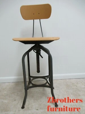 Vintage Toledo Drafting Industrial Tall Counter Swivel Bar Stool Chair F - Image 1 of 4