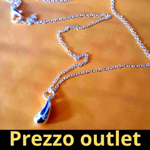 Collana in argento pl. catenina per ciondolo goccia in argento rodiato per donna - Foto 1 di 10