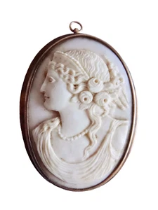 cAMEO ANTIQUE BROOCH PENDANT VICTORIAN CLASSICAL ROMANCE ART JEWELRY neocurio - Picture 1 of 15