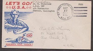 1942 WW II patriotischer Pearl Harbour Brief gebraucht bei APO 997 (Prince Rupert, B.C.) - Bild 1 von 2
